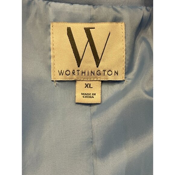 ladies Vintage Baby Blue Suit Lined Blazer Wide Leg Pants Single Button stretch - Picture 16 of 16